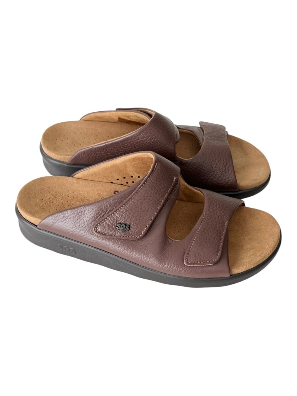 SAS Cozy Adjustable Comfort Slide leather Sandals Amber 8